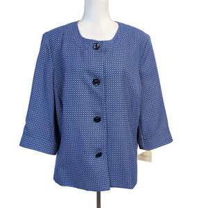 Covington Woman Blazer Jacket Plus size 16W-18W Black Blue Tweed Career Suit